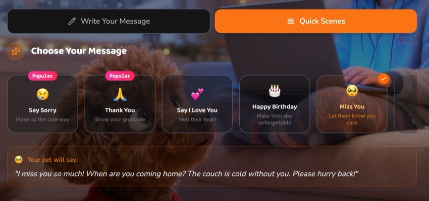 Scene selector interface